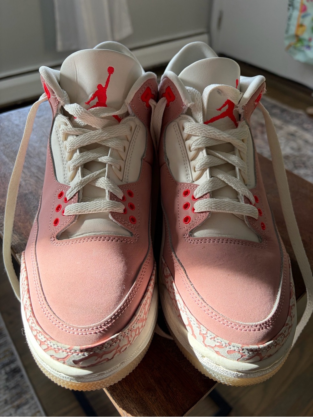 Jordan Women's Pink and White Retro Sneaker